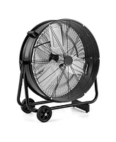 Industrial Drum Fan with 2 Wheels and 360-Degree Adjustable Tilt