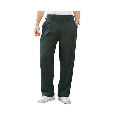 Campus Sutra Men's Emerald Green Tailored Waffle Trousers
