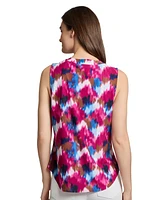 Jones New York Petite V Neck Pleat Front Shell Top