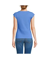 Lands' End Women's Pointelle Cap Sleeve Top