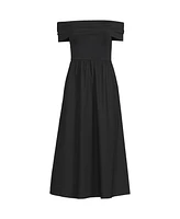 Lands' End Women's Off the Shoulder Slender Mixed Media Dress