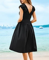 Cupshe Women's Retro Belle Black Midi Beach Dress