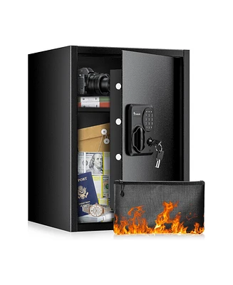 Bonsaii 1.8 Cubic Feet Security Home Safe with Digital Keypad & Fireproof Bag, Fire-Resistant Security Box for Jewelry, Cash, Guns | Fireproof Documen