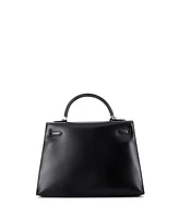 Pre-Owned Hermes Kelly 32 Handbag Black Box Calf with Palladium Hardware