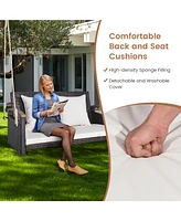 Gymax 2-seater hanging swing porch swing Pe wicker swing outdoor hanging swing garden poolside