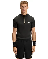 Boss by Hugo Men's Stretch-Mesh Jersey Zip-Neck T-Shirt