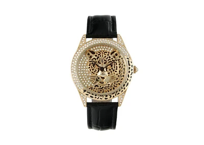 Peugeot Women's Couture Gold Watch Leopard Dial Swarovski Crystal