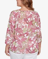 Hearts Of Palm Plus Printed Jungle Ivy Slub Top