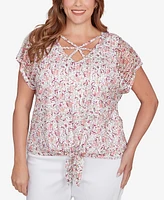 Hearts Of Palm Plus Printed Oval Textured Knit Top