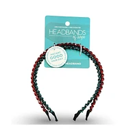 Thin Beaded Headband Set - Red + Green