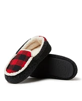 Dearfoams Kid's Hunter Plaid Fabric Moccasin House Slipper