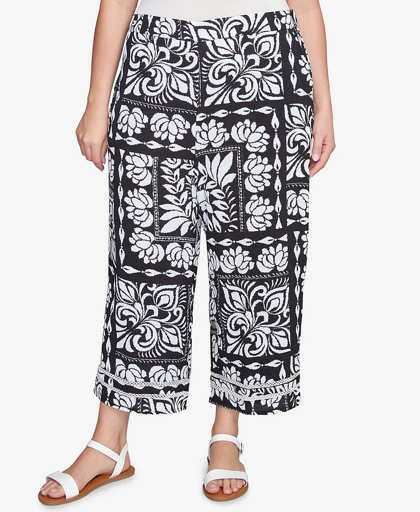 Ruby Rd. Plus Lotus Patchwork Crepe Capri Pants