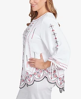 Ruby Rd. Plus Embroidered Bali Tie Sleeve Top