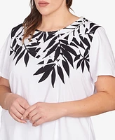 Ruby Rd. Plus Palm Print Top