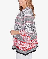 Ruby Rd. Plus Tropical Stripe Puff Print Top