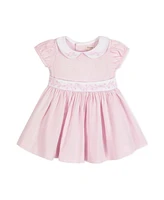 Hope & Henry Baby Organic Short Sleeve Seersucker Dress with Peter Pan Collar