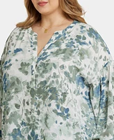 Nydj Plus Paulina Peasant Blouse Long Sleeve Top