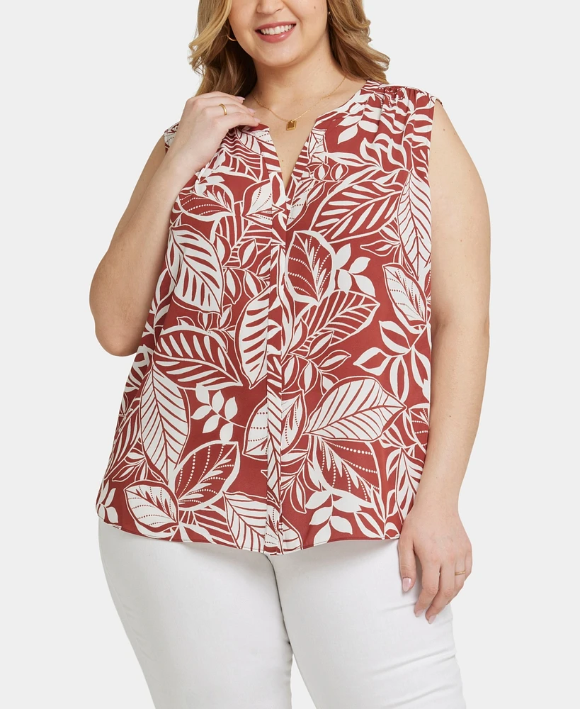 Nydj Plus Sleeveless Pintuck Top