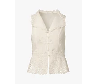 WeWoreWhat Women's Lace Button Up Top
