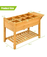 Gymax Raised Garden Bed Elevated Planter Box Kit w/8 Grids & Folding Tabletop