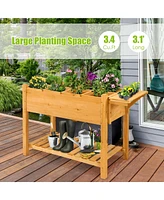 Gymax Raised Garden Bed Elevated Planter Box Kit w/8 Grids & Folding Tabletop
