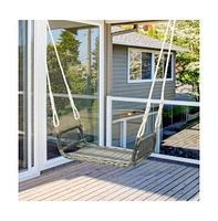 Wicker Porch Swing Seat with Cozy Armrests