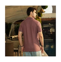 Campus Sutra Men's Grape Purple Texture-Lined Polo T-Shirt