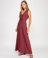 Seni & Cade Juniors' Jacquard Embroidered Sleeveless Maxi Dress