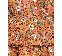 City Studios Juniors' Floral-Print Tiered Tie-Strap Dress