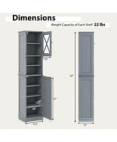 Tall Freestanding Bathroom Storage Cabinet with 5 Adjustable Shelves