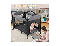Slickblue Kids Foldable Bassinet with 4-Level Adjustable Changing Table & Plush Mattress