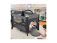 Slickblue Kids Foldable Bassinet with 4-Level Adjustable Changing Table & Plush Mattress