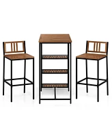 3-Piece Outdoor Bar Set with 3-Tier Storage Shelf for Stylish and Functional Patio Entertaining