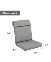 Aoodor 2Pcs Outdoor High Back Dining Chair Cushion Set, Fade and Water Resistant Polyester Fabric Cover with Ties Zipper, 20'' × 37''