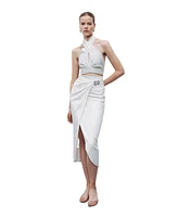 Nocturne Women's Halter Neck Blouse with Tie Detail