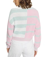 Central Park West Women's Colorblock Cropped Stripe Polo