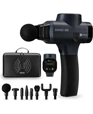 LifePro Sonic Pro Handheld Percussion Massage Gun with 8 Attachments for Deep Tissue Relief