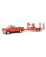 Greenlight Collectibles 1/64 1968 Chevrolet C-10 Pickup Truck Stp with Tandem Car Trailer Hitch & Tow Series 26 32260-b