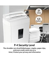 Bonsaii Heavy-Duty Cross-Cut Shredder, Handles up to 12 Sheets at Once, Providing P-4 high Security, Credit Cards, Mail & taples, 5.5-Gallon bin with
