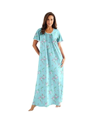 Only Neccessities Plus Necessities Long Pintuck Knit Gown