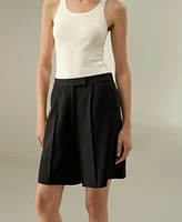 Lilysilk Women's Silk-Wool Blend Polished Shorts