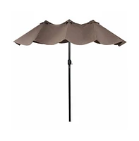 15 Feet Double-Sided Outdoor Patio Umbrella with Crank without Base