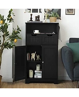 Bathroom Wooden Side Cabinet with 2 Drawers and Doors