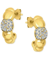 Giani Bernini Cubic Zirconia Accent Puffy Half Hoop Earrings Sterling Silver (also 18k Yellow Gold over Silver), Exclusively at Macy's