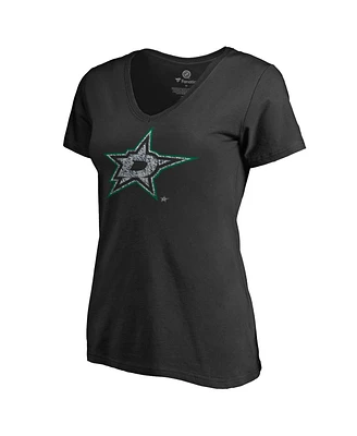 Fanatics Mto Label Women's Black Dallas Stars Static Logo V-Neck T-Shirt