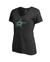 Fanatics Mto Label Women's Black Dallas Stars Static Logo V-Neck T-Shirt