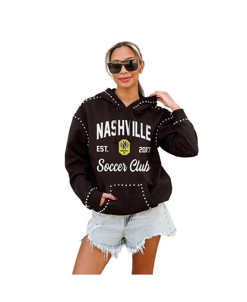 Gameday Couture Women's Black Nashville Sc Catch the Vibe Studded Pullover Hoodie