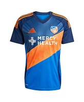 Adidas Men's Kevin Denkey Blue Fc Cincinnati 2025 Orange and Legacy Kit Replica Player Jersey