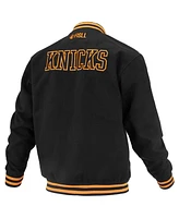 Fisll Men's and Women's Black New York Knicks Logo Man Shadow Collection Full-Snap Varsity Jacket