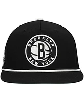Mitchell & Ness Men's Black Brooklyn Nets Roper Trucker Snapback Hat